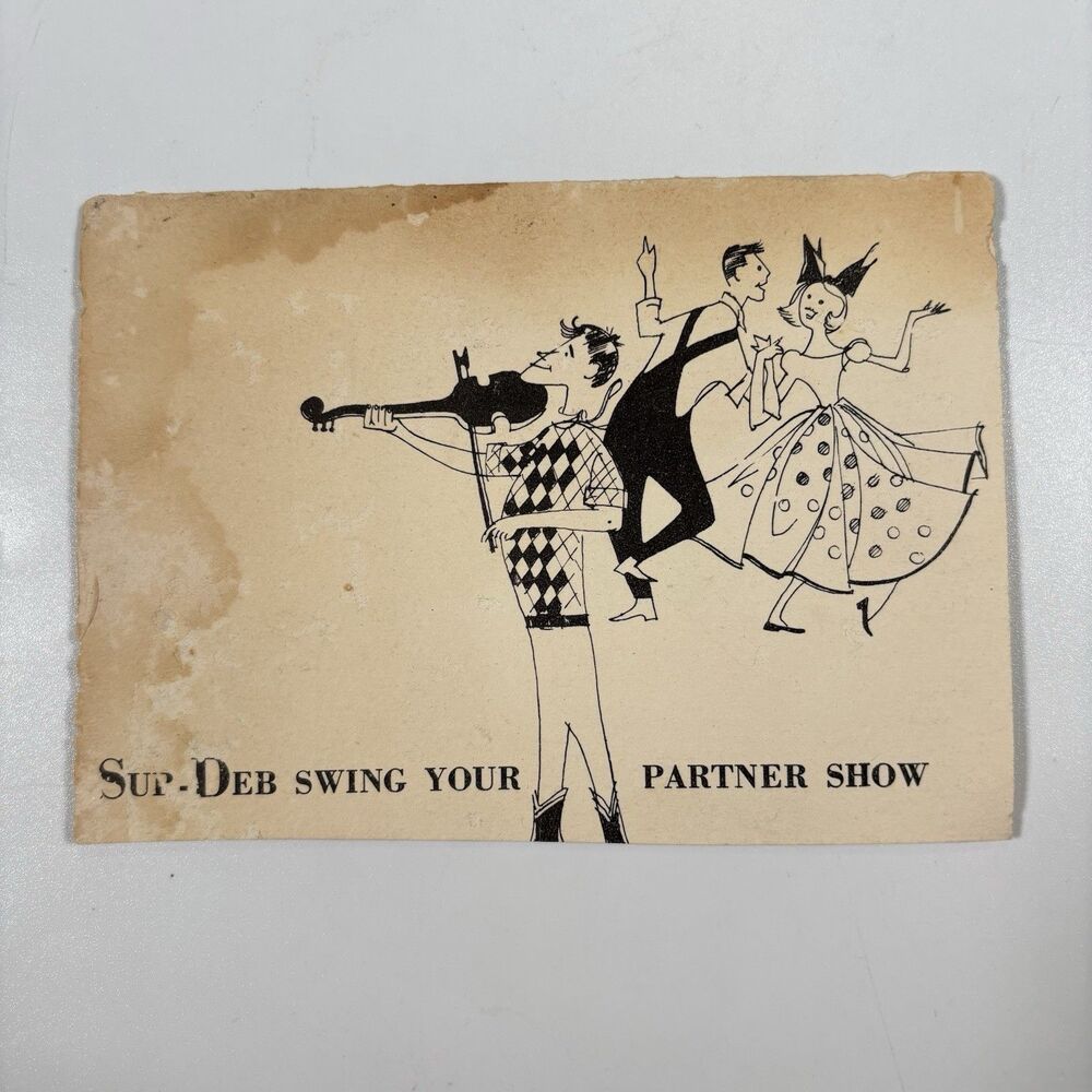 Vintage Sub-Deb shop Sub Deb Dance Invitation Card Swing Your Partner Show Rare